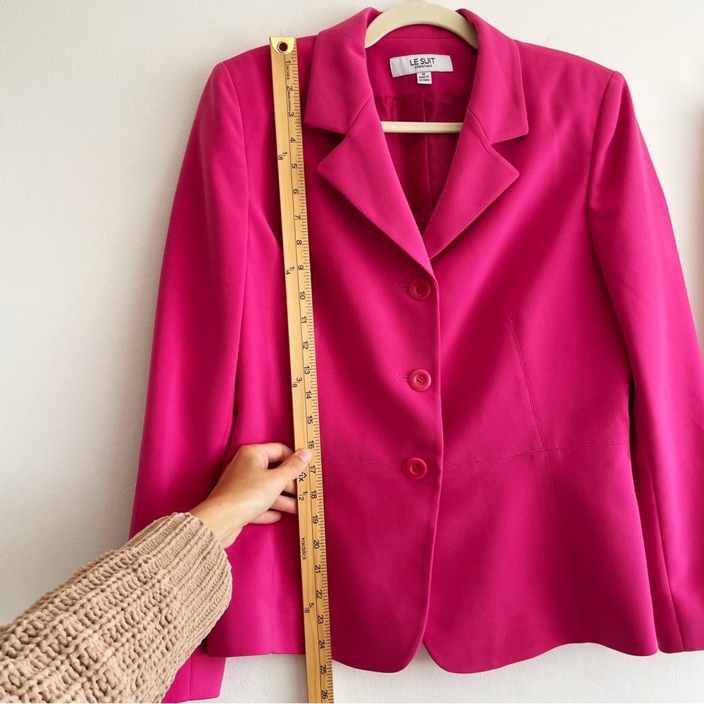 Le Suit Barbie pink skirt suit set blazer pencil bright retro corporate feminine - Picture 9 of 11